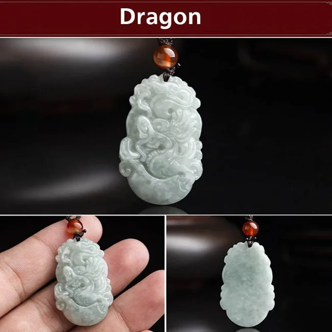 Buddha Stones Natural Jade 12 Chinese Zodiac Sucess Pendant Necklace - image - 1