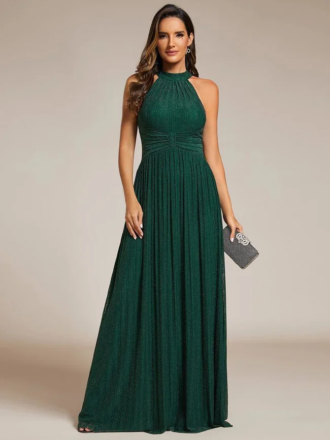 ever EVERLAINE|Sparkle Halter Neck Formal Evening Dress with A-line Silhouette