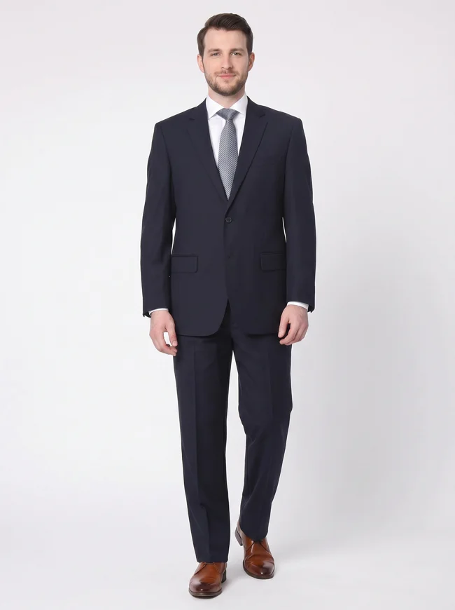 Raphael Classic Fit Solid Navy Blue Two Button Wool-touch Suit - image - 1