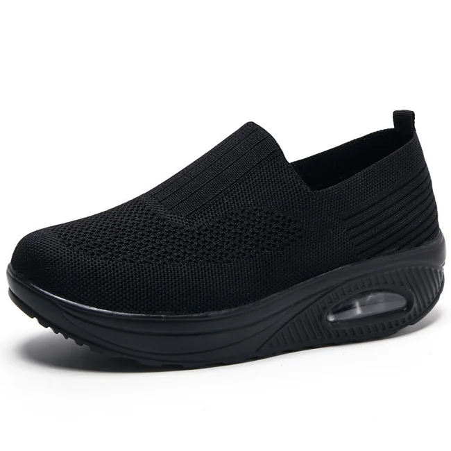Women's Shoes with Thick Sole and Air Cushion Comfortable for Casual Sports Breathable and Fly Woven Soft Soled Women's Shoes - image - 1