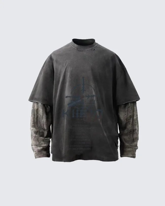Inked Rebel Layered Tee – Street Art Meets Urban Warfare - image - 1