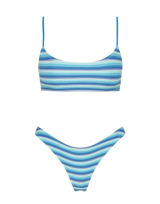 MICA - HORIZON BLUE Stripe Scoop Bikini Set - image - 1