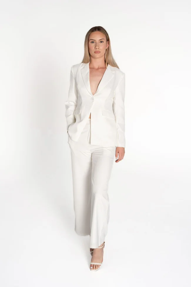 Tailored Ivory Blazer & Wide-Leg Trouser Set - image - 1