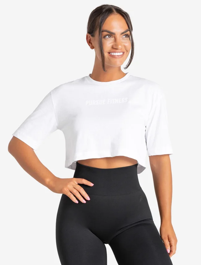 Women's Oversized Crop T-Shirt - White