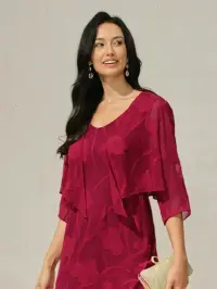 Floral Sheer Chiffon 3/4 Sleeve Shrug - image - 1