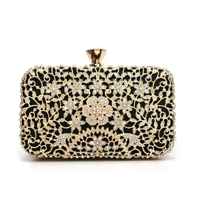 Diamond Evening Clutch Bag For Women Wedding Golden Clutch Purse Chain Shoulder Bag Small Party Handbag With Metal Handle - image - 1