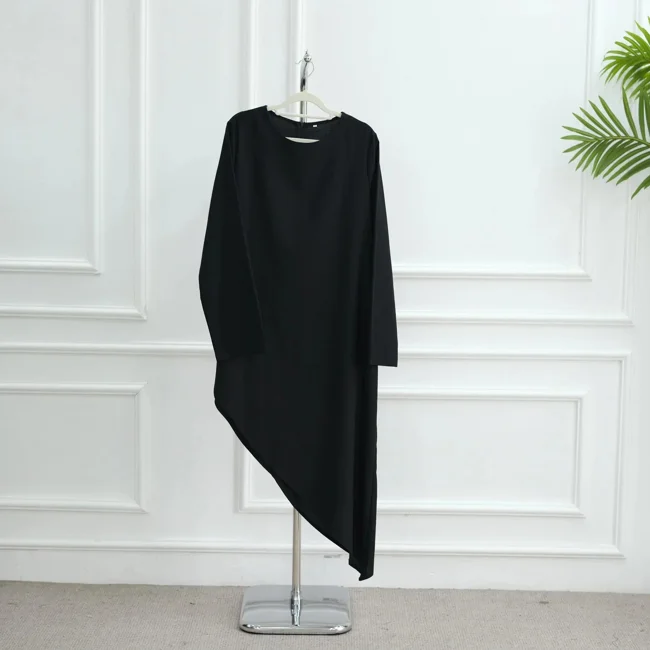 LM306 Cotton Linen Two-Piece Set – Asymmetric Top & Maxi Skirt Modest Outfit - image - 1
