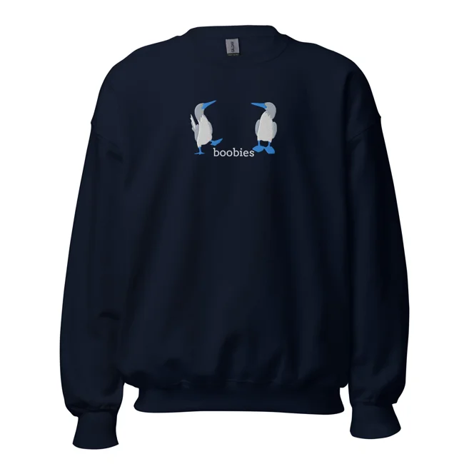 Blue-Footed Boobies Embroidered Crewneck Sweatshirt