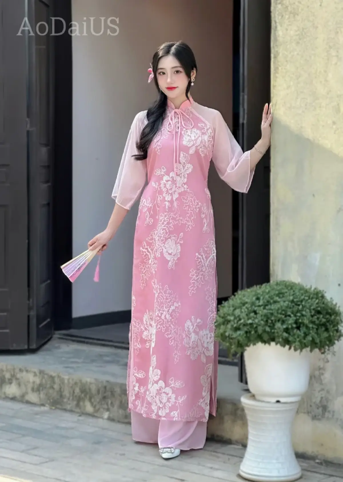 Spring Blossom Charm Modern Ao Dai For Women H47 - image - 1