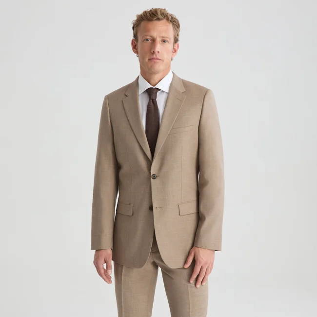 Men's Linen-Look Latte Suit Jacket