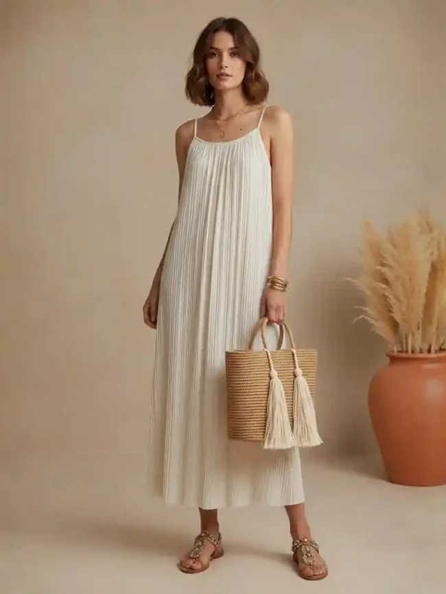 Beige Boho Maxi Dress
