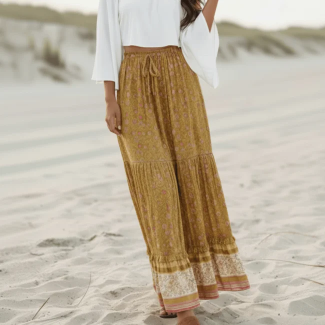 Boho Inspired Floral Maxi Skirt - image - 1