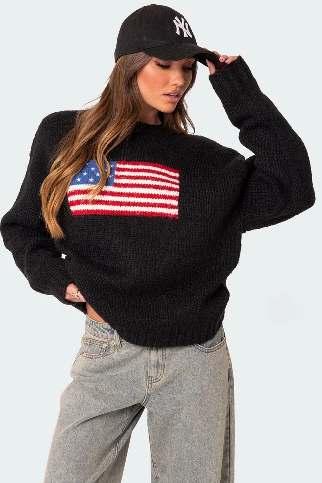 USA Oversized Chunky Knit Sweater - image - 1