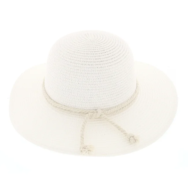 Women's Summer Straw Wide Brim Sun Hat in White - image - 1