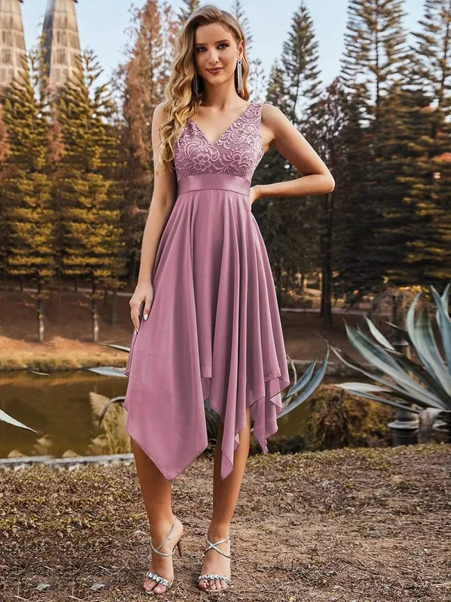ever COSTA|Stunning V Neck Lace & Chiffon Wedding Guest Dresses for Women - image - 1