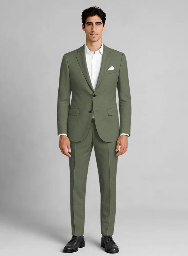 Green Cotton Power Stretch Chino Suit