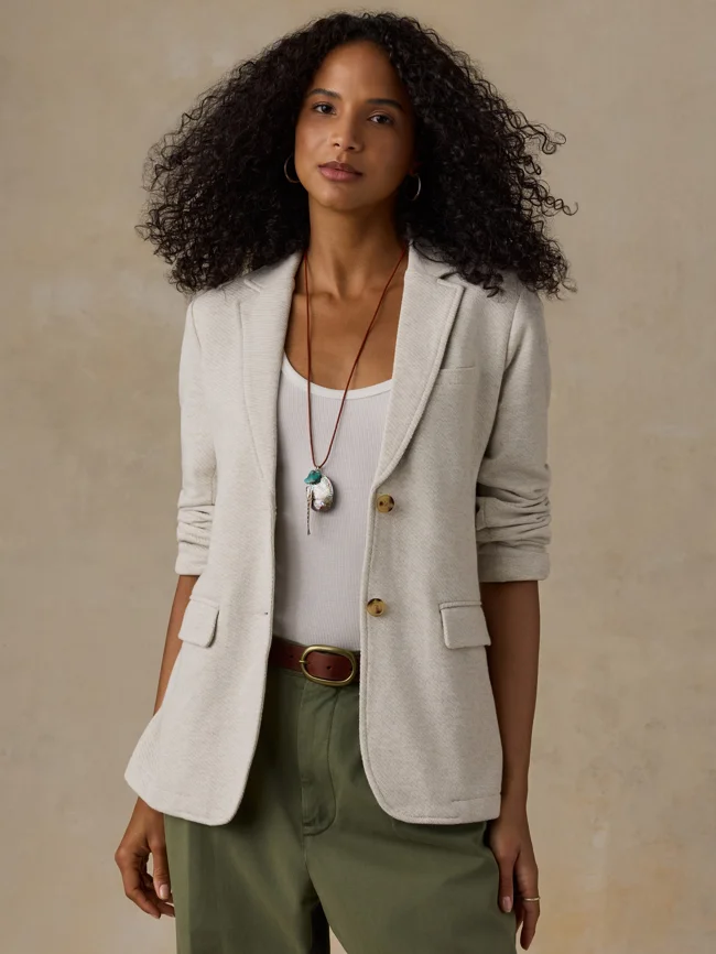 Inlet Knit Blazer - Light Oatmeal Melange