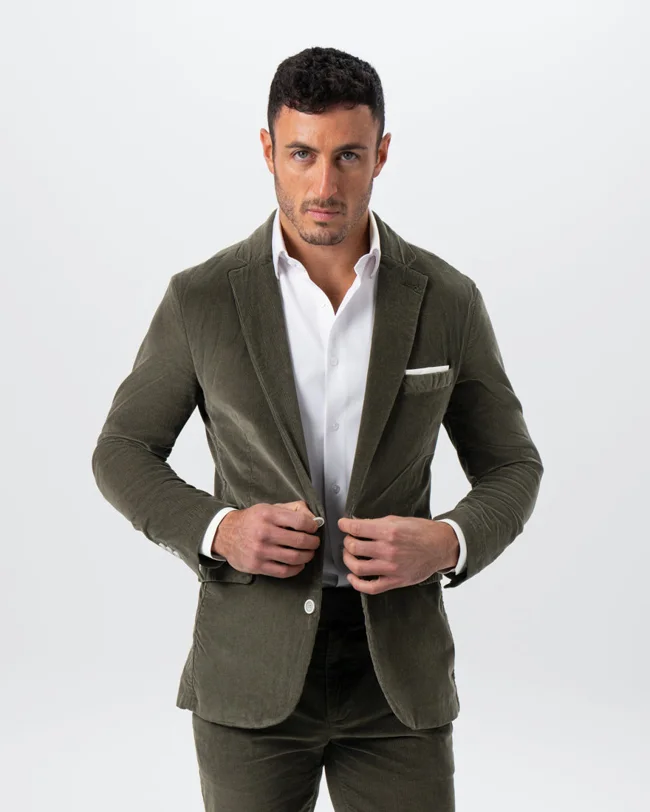 Unstructured Corduroy Blazer - Dark Olive